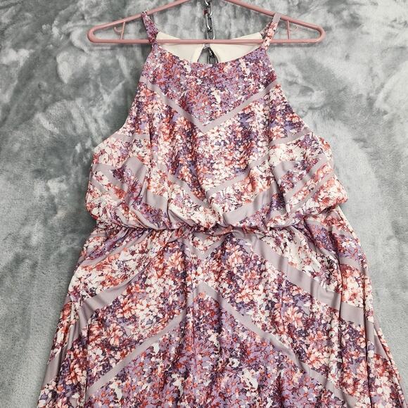 Maurices Dress Womens 0/0X Pink Purple Floral Halter Maxi Blouson Elastic Waist - Picture 2 of 11